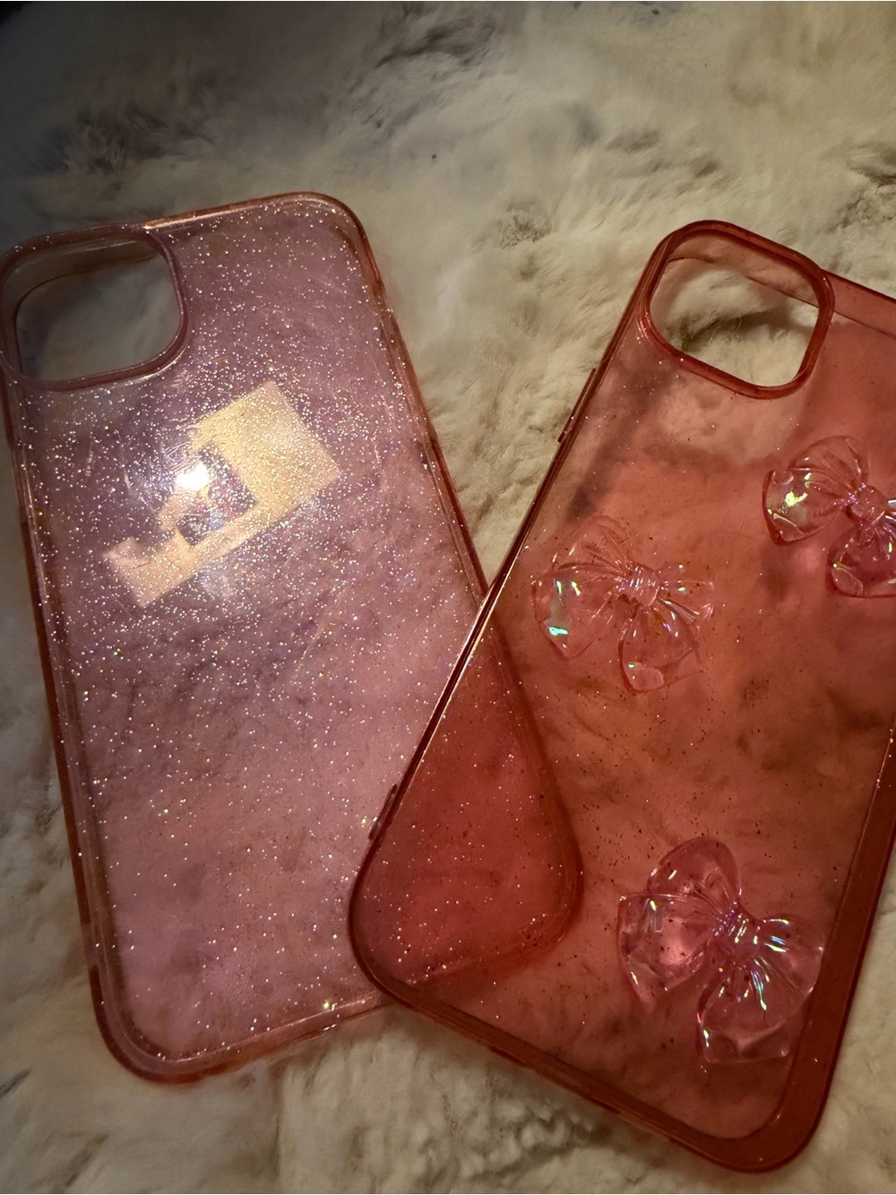 Apple iPhone 15 plus Pink Glitter iPhone Case Duo with Bow Accents